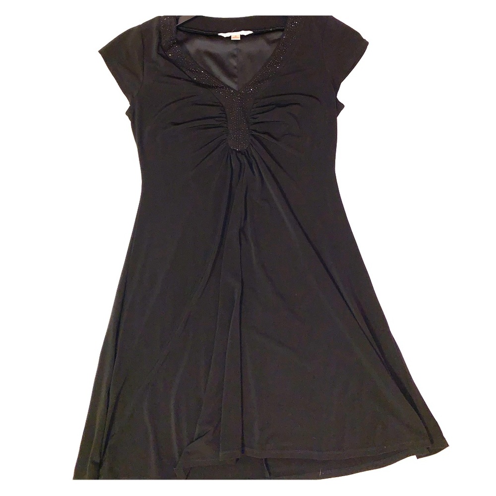 Black midi dress with sequins on chest